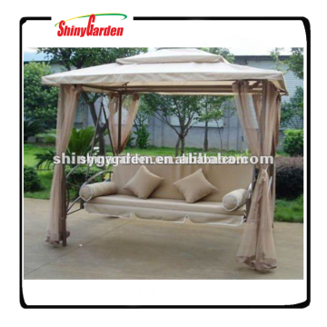 Shinygarden garden outdoor steel metal frame patio gazebo hanging swing chair bed